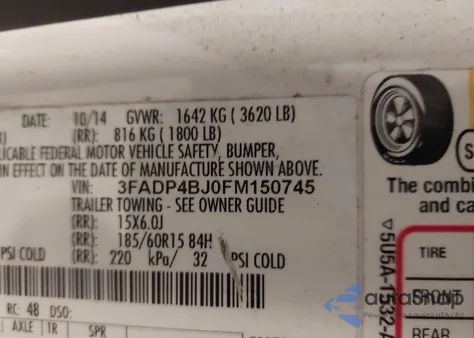 2015 Ford Fiesta Se from USA, damaged, VIN 3FADP4BJ0FM150745